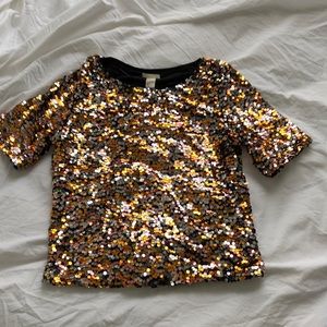 H&M sparkly sequin medium sleeved shirt